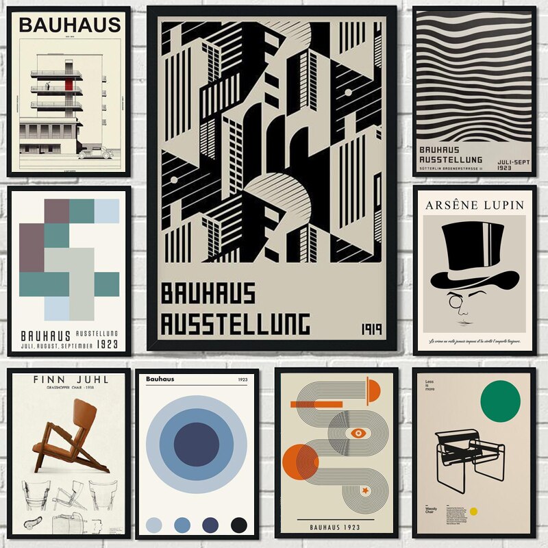 Vintage Black and White Bauhaus Canvas