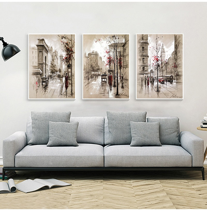 3-Piece Abstract City Landscape Canvas